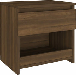 vidaXL - Nachtkastje - 40x30x39 - cm - bewerkt - hout - bruin - eikenkleur