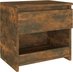 vidaXL - Nachtkastje - 40x30x39 - cm - bewerkt - hout - gerookt - eikenkleurig
