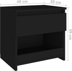 vidaXL - Nachtkastje - 40x30x39 - cm - bewerkt - hout - zwart