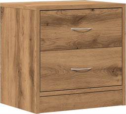 vidaXL - Nachtkastje - 40x30x40 - cm - bewerkt - hout - artisanaal - eikenkleurig