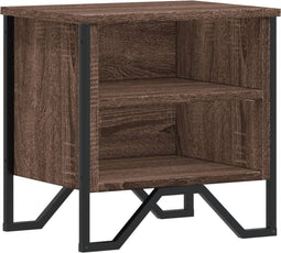 vidaXL - Nachtkastje - 40x30x40 - cm - bewerkt - hout - bruin - eikenkleur