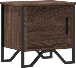 vidaXL - Nachtkastje - 40x30x40 - cm - bewerkt - hout - bruin - eikenkleur