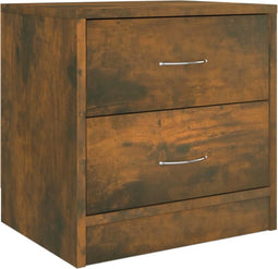 vidaXL - Nachtkastje - 40x30x40 - cm - bewerkt - hout - gerookt - eikenkleurig