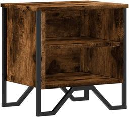 vidaXL - Nachtkastje - 40x30x40 - cm - bewerkt - hout - gerookt - eikenkleurig
