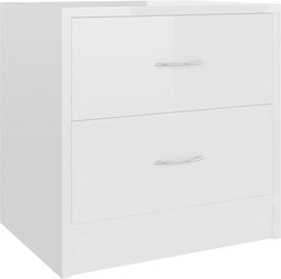vidaXL - Nachtkastje - 40x30x40 - cm - bewerkt - hout - hoogglans - wit