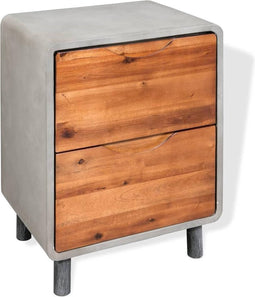 vidaXL - Nachtkastje - 40x30x50 - cm - beton - en - acaciahout