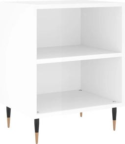 vidaXL - Nachtkastje - 40x30x50 - cm - bewerkt - hout - hoogglans - wit