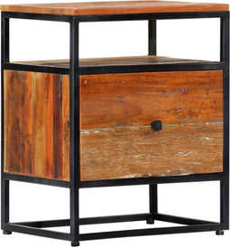 vidaXL - Nachtkastje - 40x30x50 - cm - massief - gerecycled - hout - en - staal