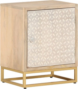 vidaXL - Nachtkastje - 40x30x50 - cm - massief - mangohout - en - ijzer