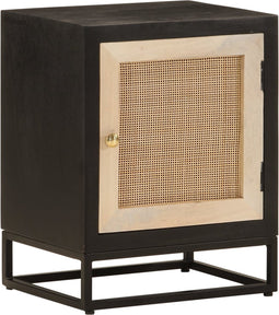vidaXL - Nachtkastje - 40x30x50 - cm - massief - mangohout - en - ijzer - zwart