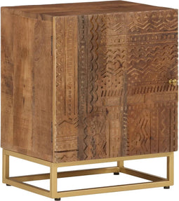 vidaXL - Nachtkastje - 40x30x50 - cm - massief - mangohout - en - ijzer