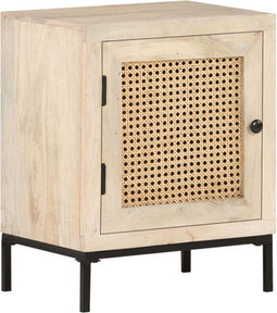 vidaXL - Nachtkastje - 40x30x50 - cm - massief - mangohout - en - natuurlijk - riet