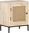 vidaXL - Nachtkastje - 40x30x50 - cm - massief - mangohout - en - natuurlijk - riet
