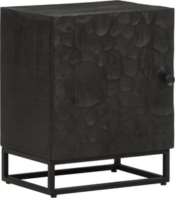 vidaXL - Nachtkastje - 40x30x50 - cm - massief - mangohout - en - ijzer - zwart