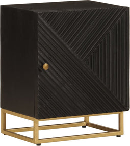 vidaXL - Nachtkastje - 40x30x50 - cm - massief - mangohout - en - ijzer - zwart