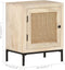 vidaXL - Nachtkastje - 40x30x50 - cm - massief - mangohout - en - natuurlijk - riet