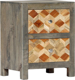 vidaXL - Nachtkastje - 40x30x50 - cm - massief - mangohout - grijs