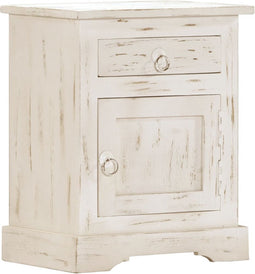 vidaXL - Nachtkastje - 40x30x50 - cm - massief - mangohout - wit