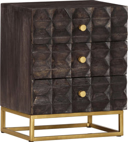 vidaXL - Nachtkastje - 40x30x50 - cm - massief - mangohout - zwart