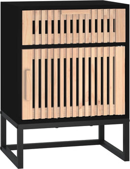 vidaXL - Nachtkastje - 40x30x55,5 - cm - bewerkt - hout - en - ijzer - zwart
