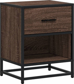 vidaXL - Nachtkastje - 40x31x50 - cm - bewerkt - hout - bruin - eikenkleurig