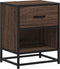 vidaXL - Nachtkastje - 40x31x50 - cm - bewerkt - hout - bruin - eikenkleurig