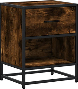vidaXL - Nachtkastje - 40x31x50 - cm - bewerkt - hout - gerookt - eikenkleurig