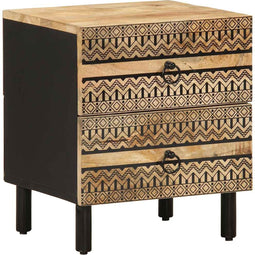 vidaXL - Nachtkastje - 40x33,5x46 - cm - massief - ruw - mangohout - zwart