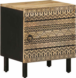 vidaXL - Nachtkastje - 40x33,5x46 - cm - massief - ruw - mangohout - zwart