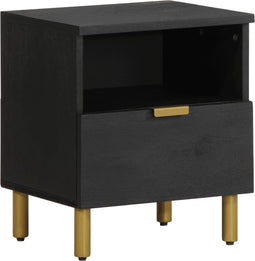vidaXL - Nachtkastje - 40x33x46 - cm - bewerkt - hout - zwart