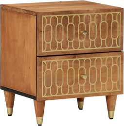 vidaXL - Nachtkastje - 40x33x46 - cm - massief - mangohout
