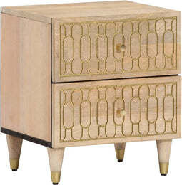 vidaXL - Nachtkastje - 40x33x46 - cm - massief - mangohout