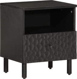 vidaXL - Nachtkastje - 40x33x46 - cm - massief - mangohout - zwart
