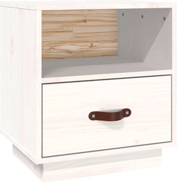 vidaXL - Nachtkastje - 40x34x45 - cm - massief - grenenhout - wit