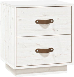 vidaXL - Nachtkastje - 40x34x45 - cm - massief - grenenhout - wit