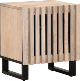 vidaXL - Nachtkastje - 40x34x46 - cm - massief - gebleekt - mangohout