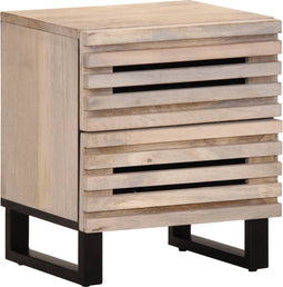vidaXL - Nachtkastje - 40x34x46 - cm - massief - gebleekt - mangohout