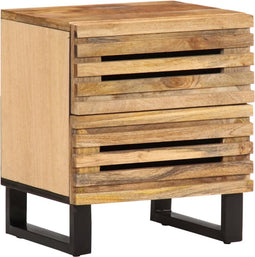 vidaXL - Nachtkastje - 40x34x46 - cm - massief - ruw - mangohout