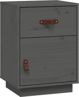 vidaXL - Nachtkastje - 40x34x55 - cm - massief - grenenhout - grijs