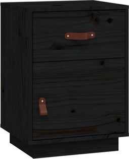 vidaXL - Nachtkastje - 40x34x55 - cm - massief - grenenhout - zwart