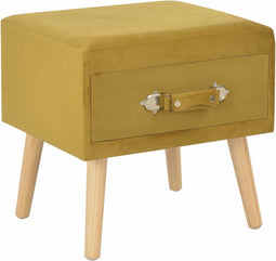 vidaXL - Nachtkastje - 40x35x40 - cm - fluweel - mosterdkleurig