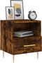 vidaXL - Nachtkastje - 40x35x47,5 - cm - bewerkt - hout - gerookt - eikenkleurig
