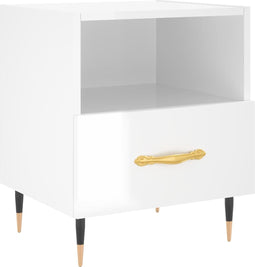 vidaXL - Nachtkastje - 40x35x47,5 - cm - bewerkt - hout - hoogglans - wit