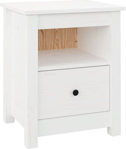 vidaXL - Nachtkastje - 40x35x49 - cm - massief - grenenhout - wit