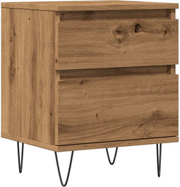 vidaXL - Nachtkastje - 40x35x50 - cm - bewerkt - hout - artisanaal - eikenkleur