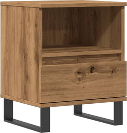vidaXL - Nachtkastje - 40x35x50 - cm - bewerkt - hout - artisanaal - eikenkleur