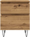 vidaXL - Nachtkastje - 40x35x50 - cm - bewerkt - hout - artisanaal - eikenkleur