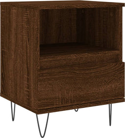 vidaXL - Nachtkastje - 40x35x50 - cm - bewerkt - hout - bruin - eikenkleur