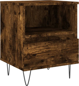 vidaXL - Nachtkastje - 40x35x50 - cm - bewerkt - hout - gerookt - eikenkleurig