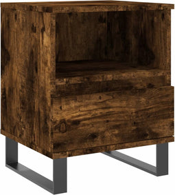 vidaXL - Nachtkastje - 40x35x50 - cm - bewerkt - hout - gerookt - eikenkleurig